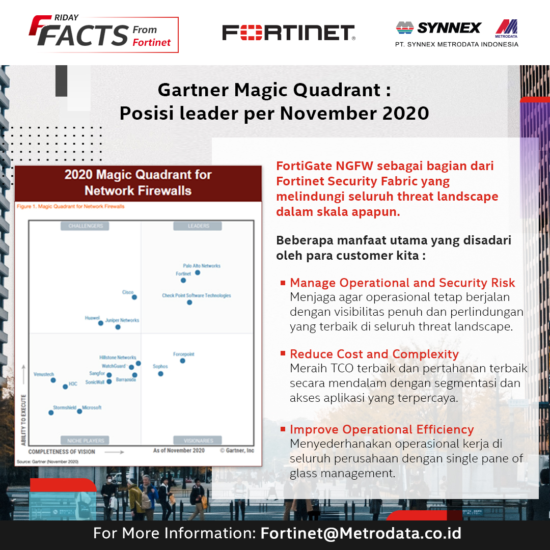 Fortinet Friday Facts : Gartner Magic Quadrant – Posisi leader per November 2020