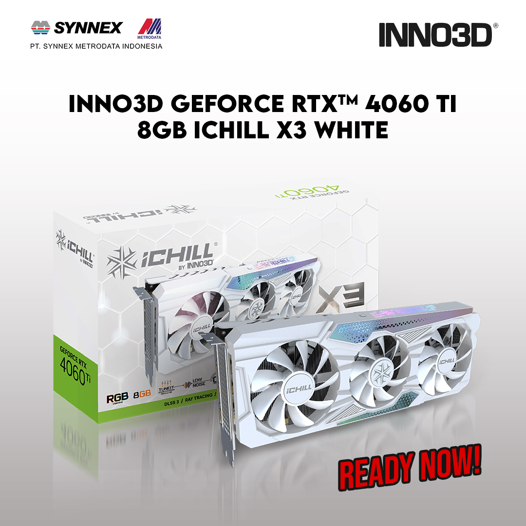 Inno3d Geforce Rtx 4060 Ti 8gb Ichill X3 White Synnex Metrodata Indonesia